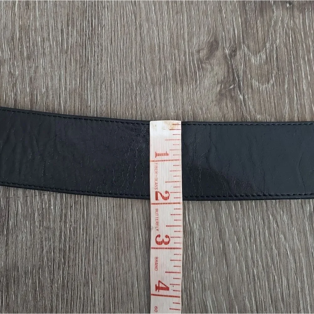 Banana Republic Black Italian Leather Belt Double Prong Buckle Size Medium